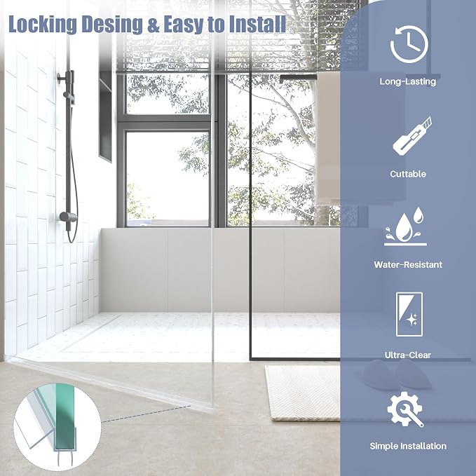 2-Pack Shower Door Bottom Seal, Ultra Clear Glass Shower Door Seal Strip - Image 3