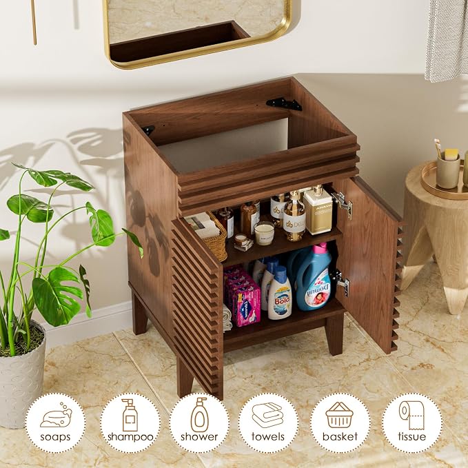 ROOMTEC 24" Bathroom Vanity, Mid-Century Freestanding Bathroom Cabinet Vanity - Image 5