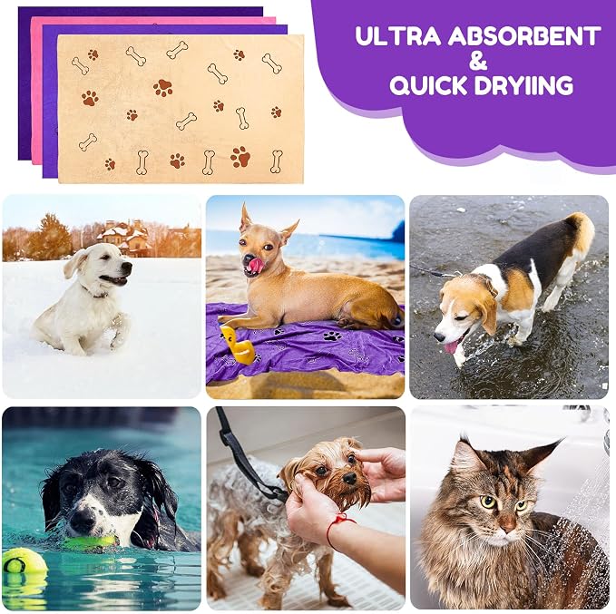 Chumia 4 Pcs Dog Towels for Drying Dog Puppy Bulk Microfiber Absorbent Paw - Image 6