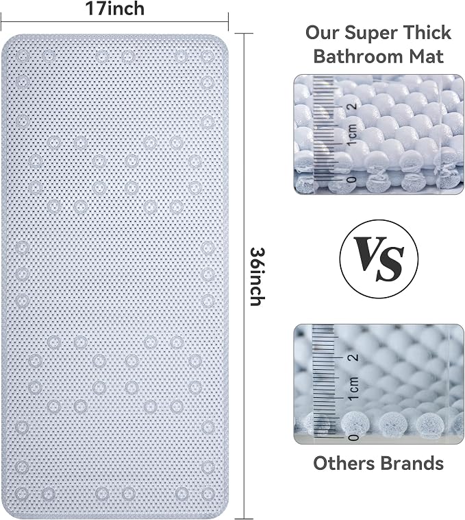 Double Layer Foam Non Slip Bathtub Mat 37x17in, More Comfortable and Thicker - Image 3