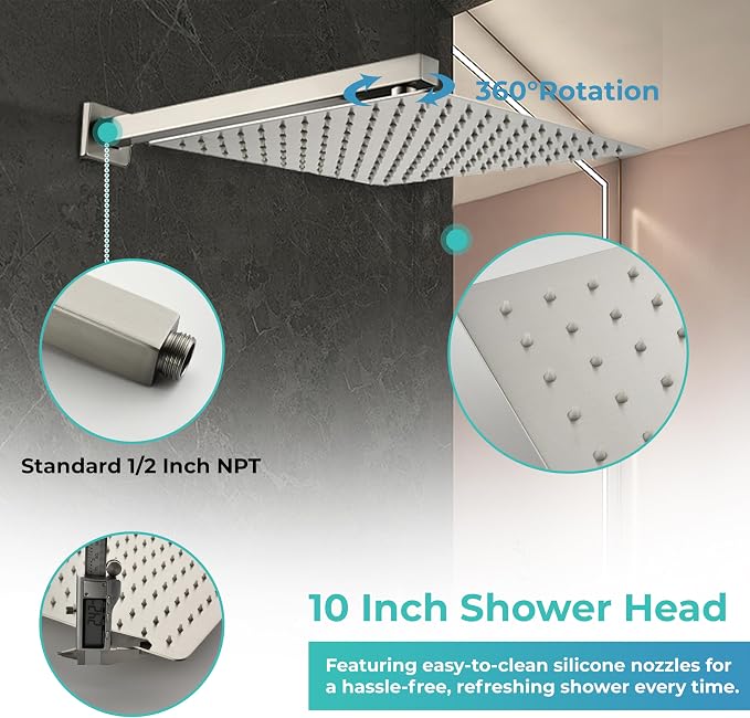 WELLFOR Wall Mounted Shower Faucet Set, Bathroom Showers Faucets, Shower System - Image 4