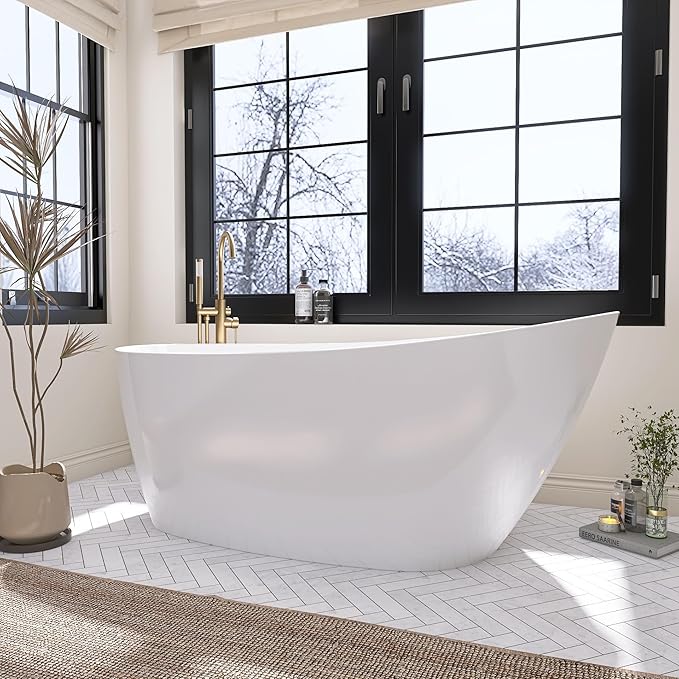 59" Free Standing Tub, Pure Acrylic Freestanding Bathtub, Stylish Stand Alone by Sylonwill