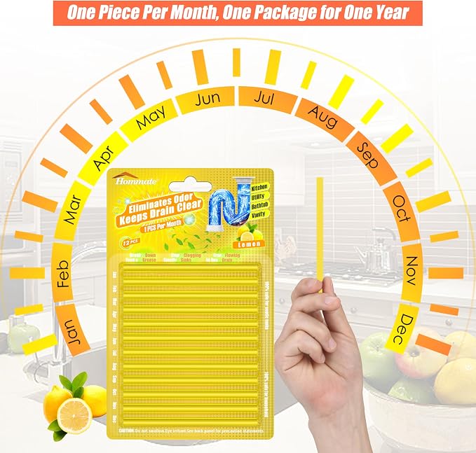 Drain Sticks Bio-Flow Drain Cleaner Sticks Lemon Scent Odor Remover - Image 8