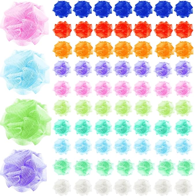 72 Pack Bath Loofah Bulk Travel Size Loofah Mini Sponge Mesh Shower Ball Body by Raiten