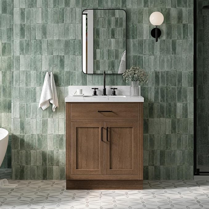 ARIEL Hepburn 30 Inch Single Rectangular Sink Bathroom Vanity by Ariel