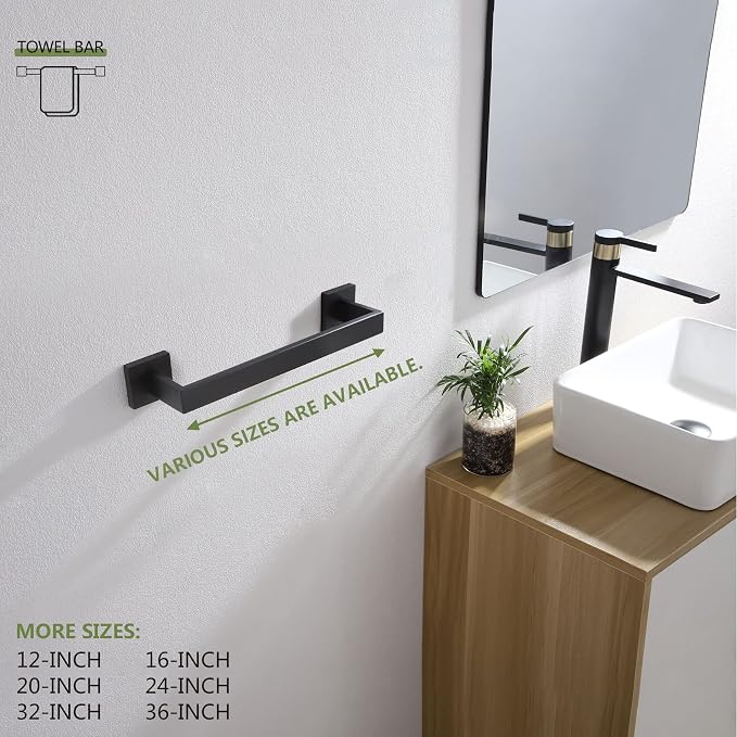 KOKOSIRI 12-Inch Single Towel Bar, Bathroom Kitchen Towel Holder, Wall Mounted - Image 5