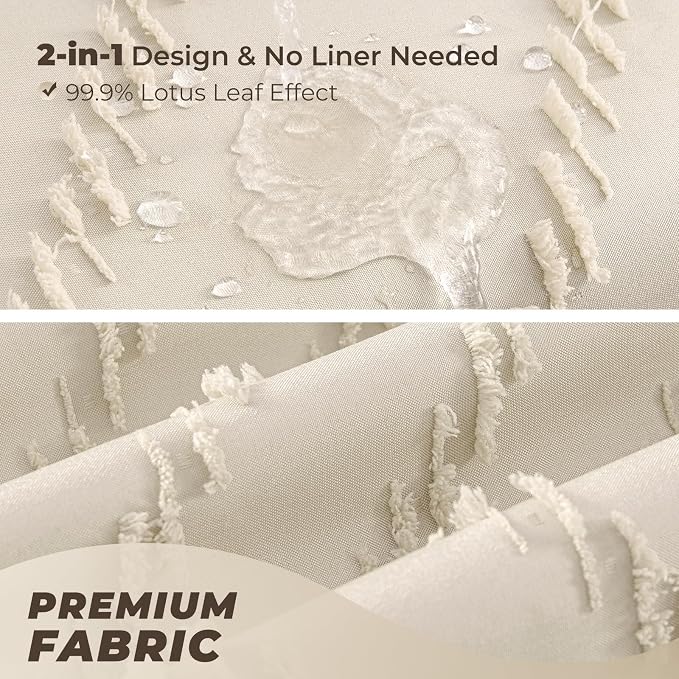 Beige Boho Shower Curtain 72 x 72 Modern Farmhouse Shower Curtain Bohemian Chic - Image 3