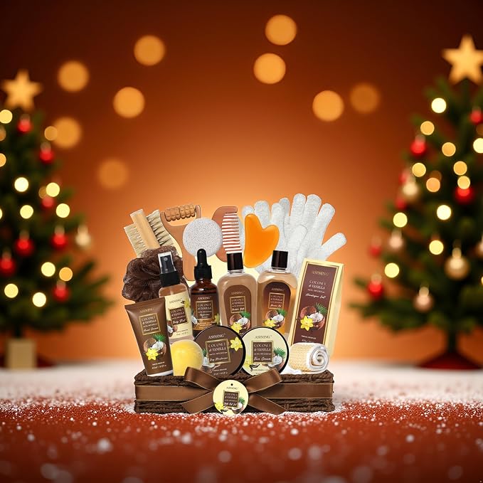 Spa Basket for Women, Coconut Vanilla Bath & Body Set, Christmas & Birthday Gift - Image 3