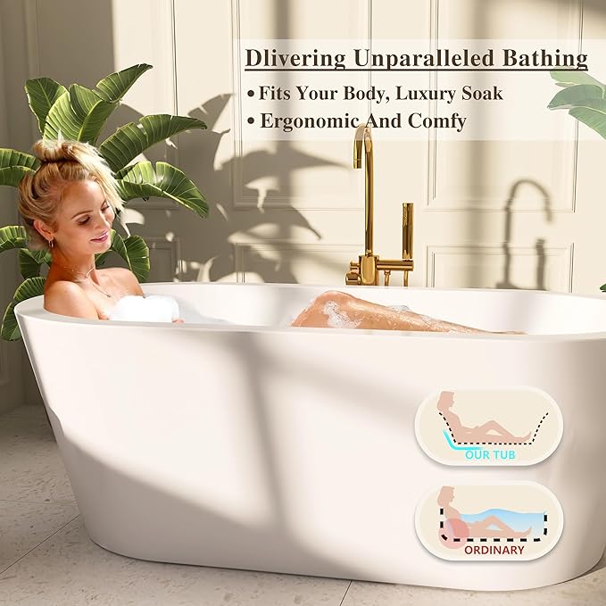 61" Freestanding Bathtubs, Acrylic Soaking Tubs - Image 3