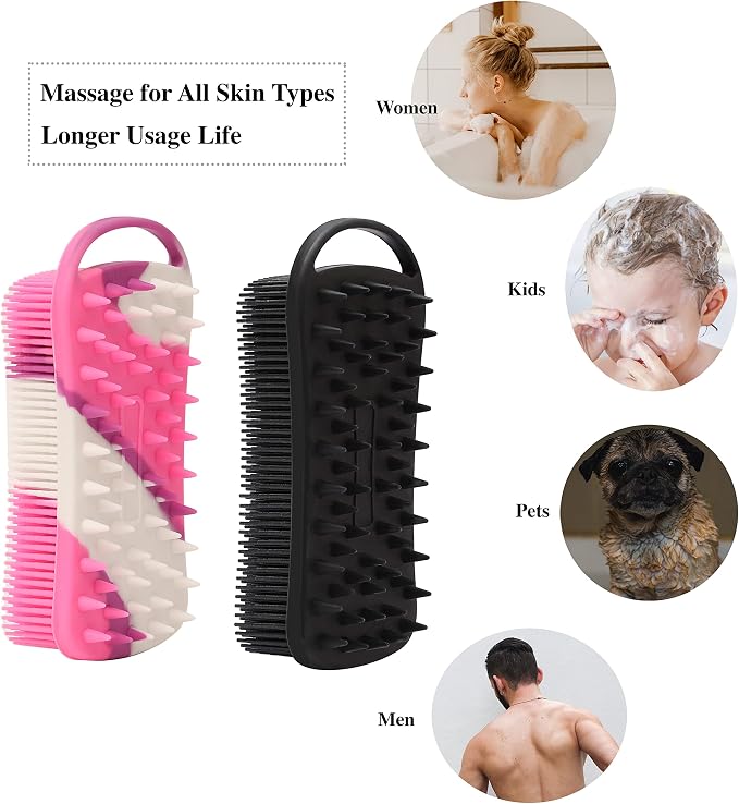 2 PC Silicone Body Scrubber, 2 in 1 Exfoliating Shower Bath Scrubber, Soft - Image 6