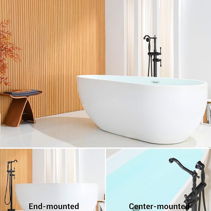Oil Rubbed Bronze Freestanding Bathtub Faucet Sets Single Handle - Image 2