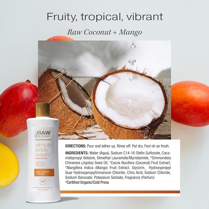 RAW SUGAR Simply Body Wash, Bath Soap, Formulated without Sulfates & Parabens - Image 5