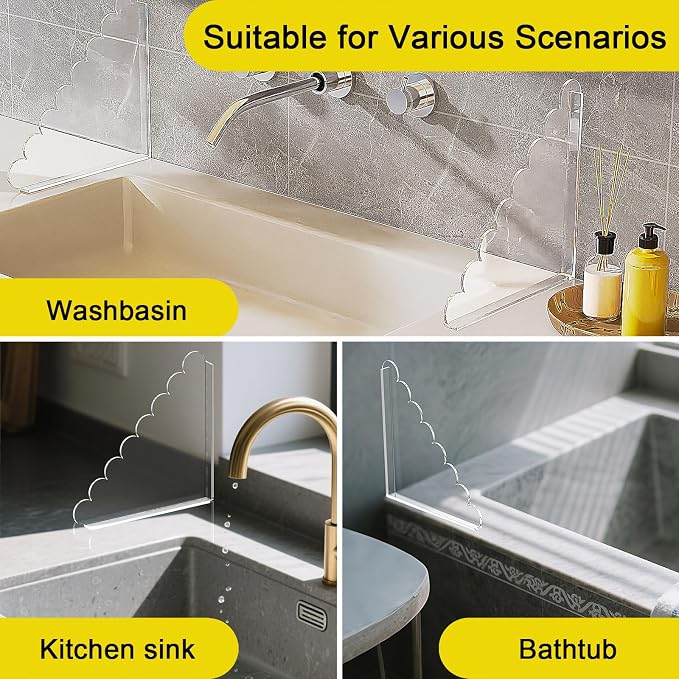 LUGUNU 2 Pack Acrylic Shower Splash Guards 9.4x9.4 In, No Drill Self-Adhesive - Image 6