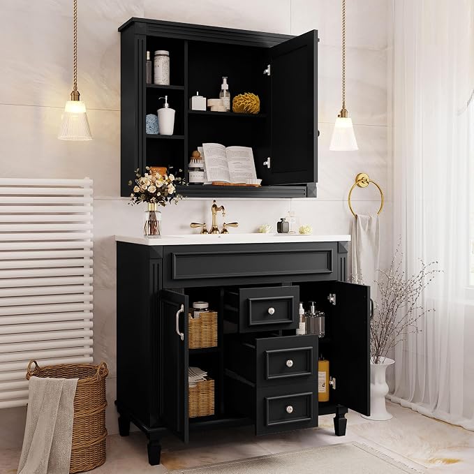 Merax 36" Bathroom Vanity with Sink, 36 inch Bathroom Vanity Storage Cabinet - Image 3