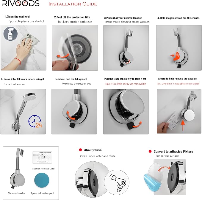 Suction Cup Handheld Shower Head Holder - Image 7