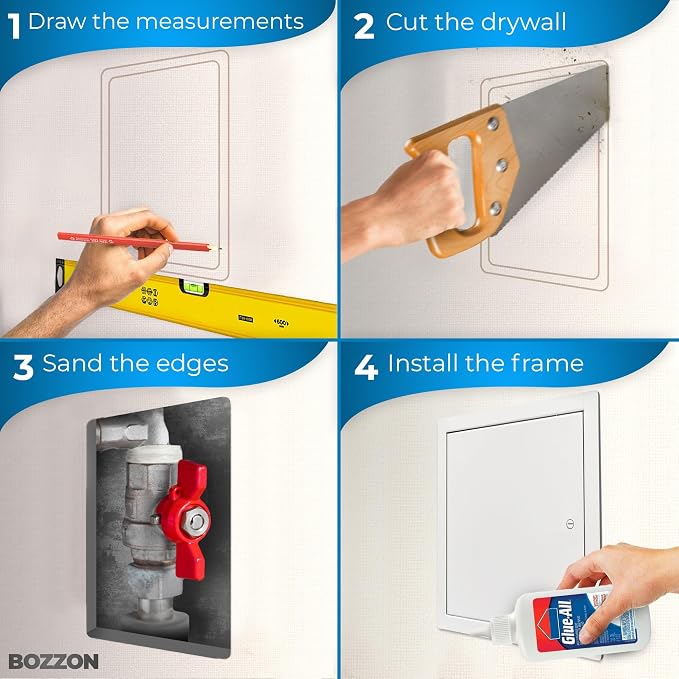 BOZZON Access Panel for Drywall 10 x 10 inch – Metal Door - Image 3