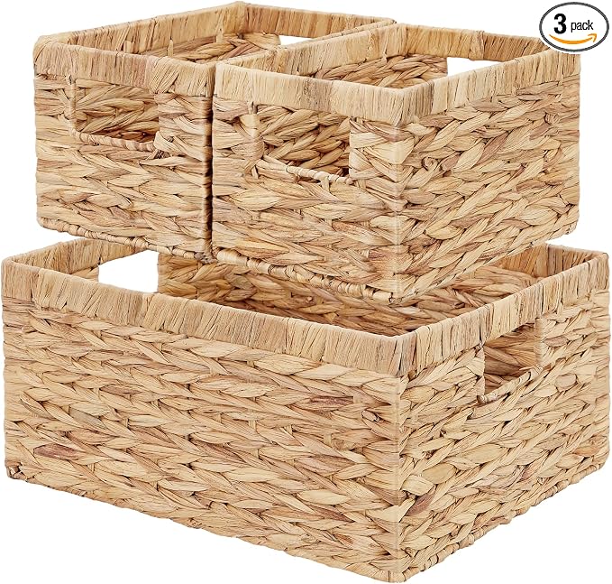 Vagusicc Wicker Basket, Water Hyacinth Wicker Storage Basket Bins by Vagusicc