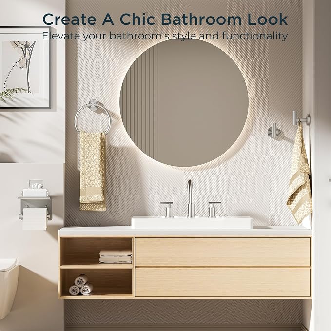 FORIOUS Bathroom Hardware Accessories Set, SUS304 Stainless Steel Towel Bar Set - Image 8