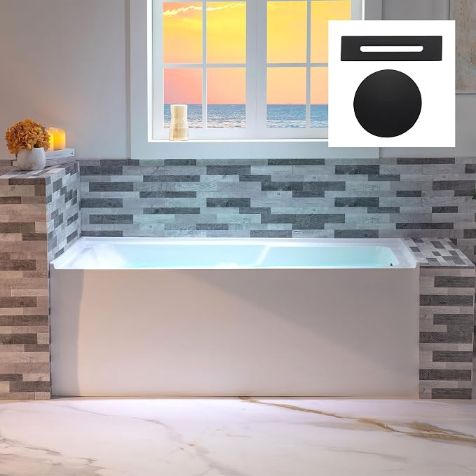 WOODBRIDGE 54" Acrylic Rectangular Alcove Soaking Bathtub in White by WOODBRIDGE