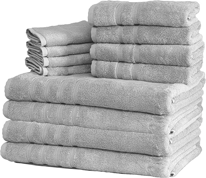 Mosobam Luxury Turkish 12pc XL Towel Set 35X70 16X30 13X13 Light Grey 700 GSM by Mosobam