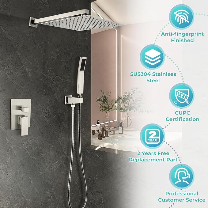 WELLFOR Wall Mounted Shower Faucet Set, Bathroom Showers Faucets, Shower System - Image 2