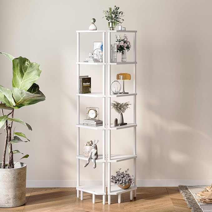 6 Tier Corner Shelf with LED Light, 66.5'' Tall Standing Shelf, Narrow Display - Image 6