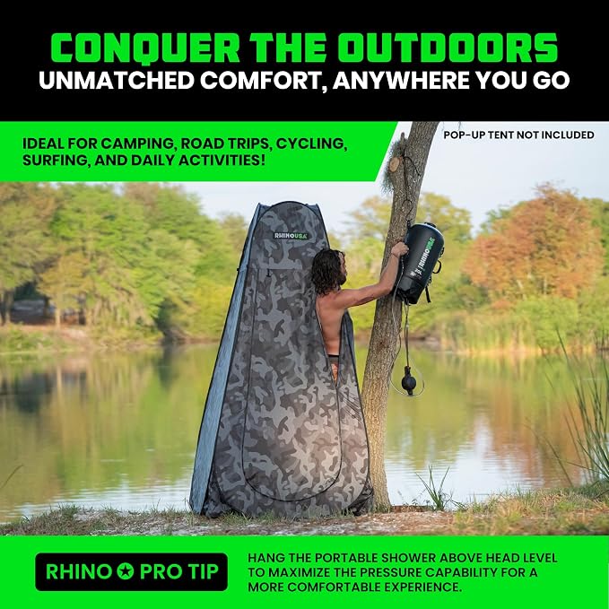 Rhino USA 5 Gal / 20L Portable Solar Camp Shower - Image 4