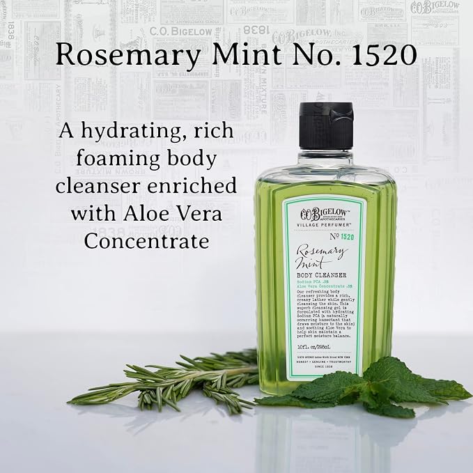 C.O. Bigelow Rosemary Mint Body Wash, Village Perfumer Moisturizing Body Wash - Image 2
