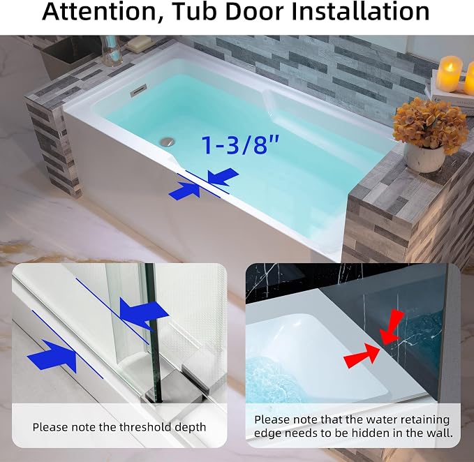WOODBRIDGE 60" Acrylic Rectangular Alcove Soaking Bathtub in White - Image 3