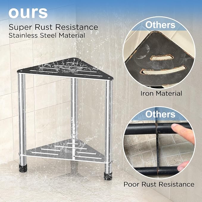 Stainless Steel Shower Stool for Inside Shower, 15.4'' H Shower Foot Rest - Image 5