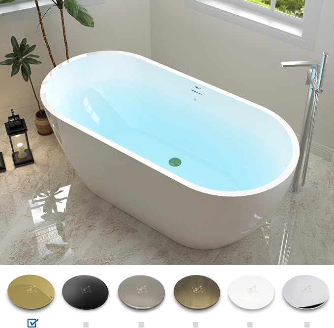 FerdY 59" Bali Acrylic Freestanding Bathtub, Gracefully Shaped Freestanding - Image 4