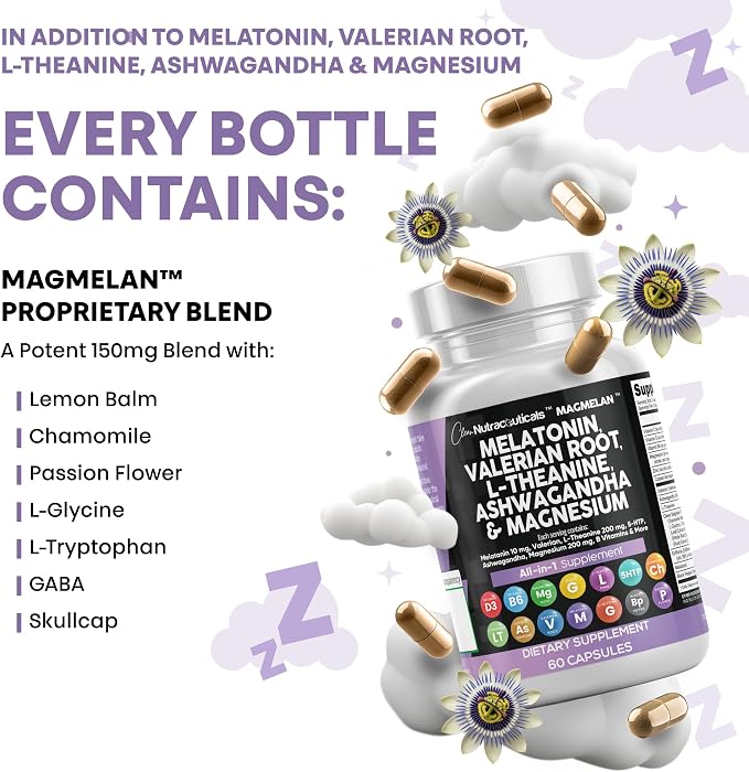 Clean Nutraceuticals Melatonin 10mg Valerian Root L Theanine 200mg Ashwagandha - Image 7