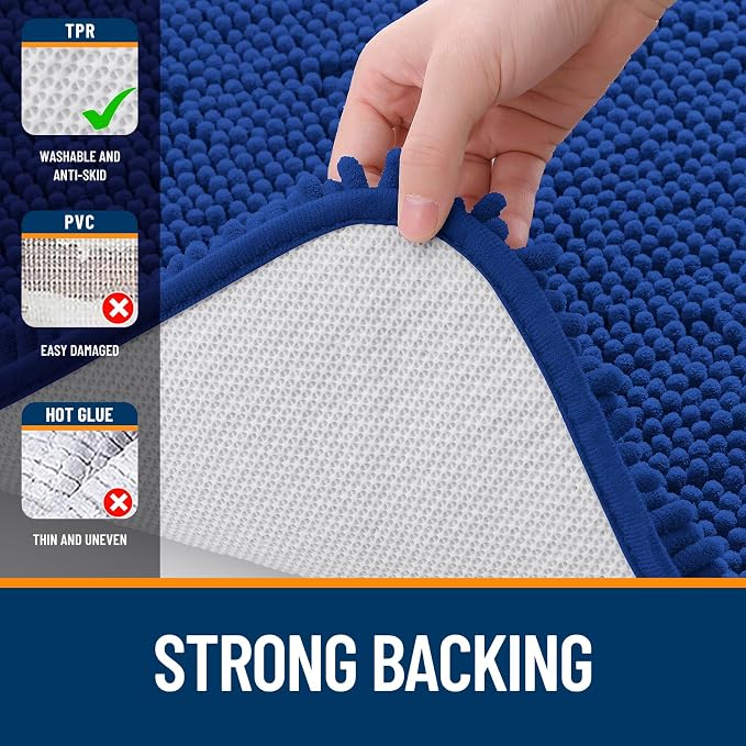 OLANLY Bathroom Rugs 59x24, Extra Soft Absorbent Chenille Bath Rugs, Rubber - Image 6