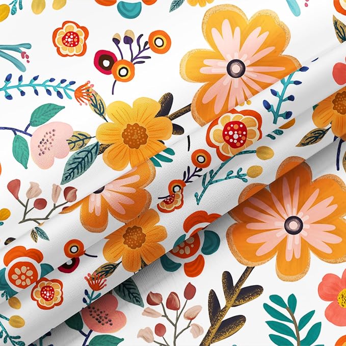Bohemian Shower Curtain, Boho Floral Print Water Repellent Polyester Fabric - Image 4