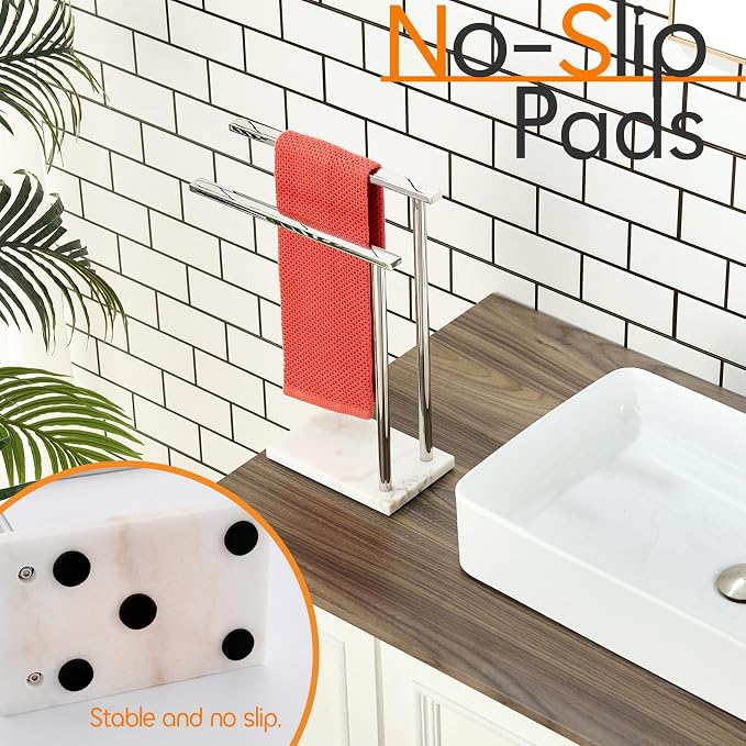 Hand Towel Holder Chrome for Bathrooms Vanity Countertop 2-Tier Towel Rack Free - Image 9