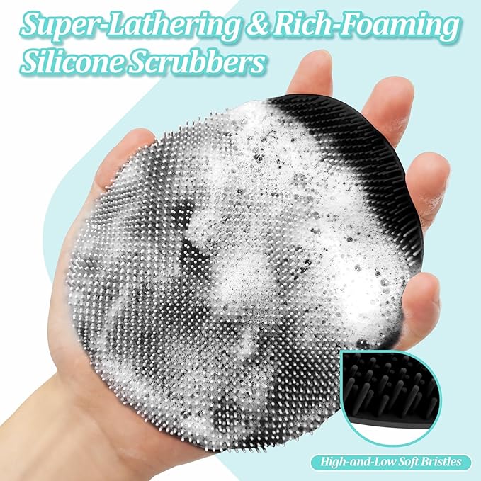 Silicone Back Scrubber & Soft Bath Glove 2PCS, 360° Anti-Slip Hand-fit Silicone - Image 5