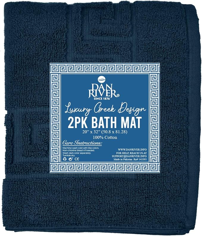 DAN RIVER Greek Cotton Bath Mats Set of 2 – Not a Bathroom Rug, Ultra Soft - Image 4
