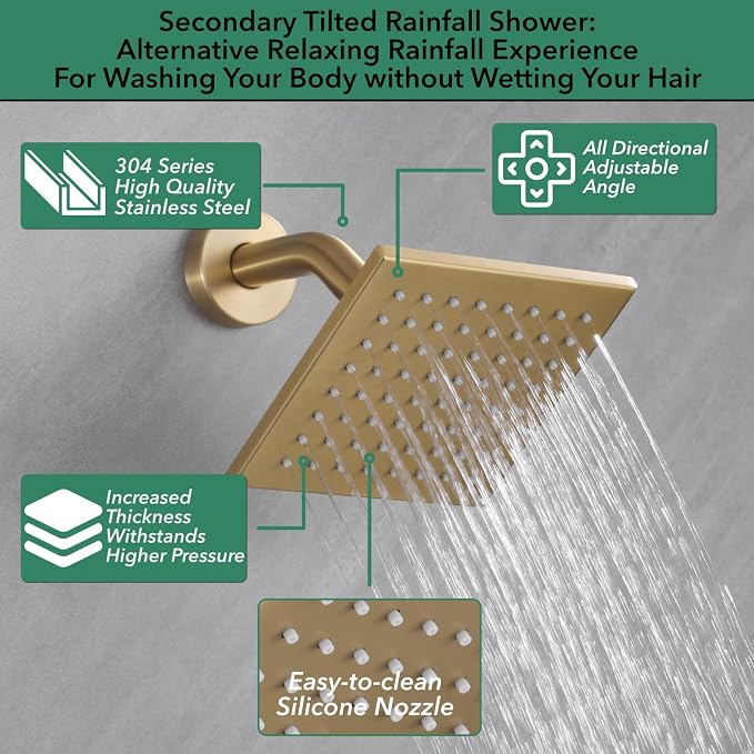 VANFOXLE Shower Faucet Set Brushed Gold Shower System, Shower Faucet - Image 3