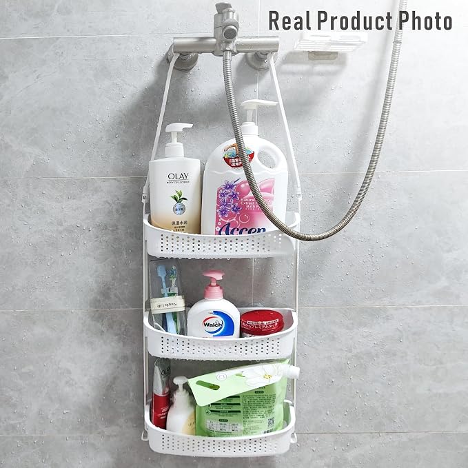 Heavy duty shower caddy hanging; 3 tiers supper large plastic shower basket - Image 4
