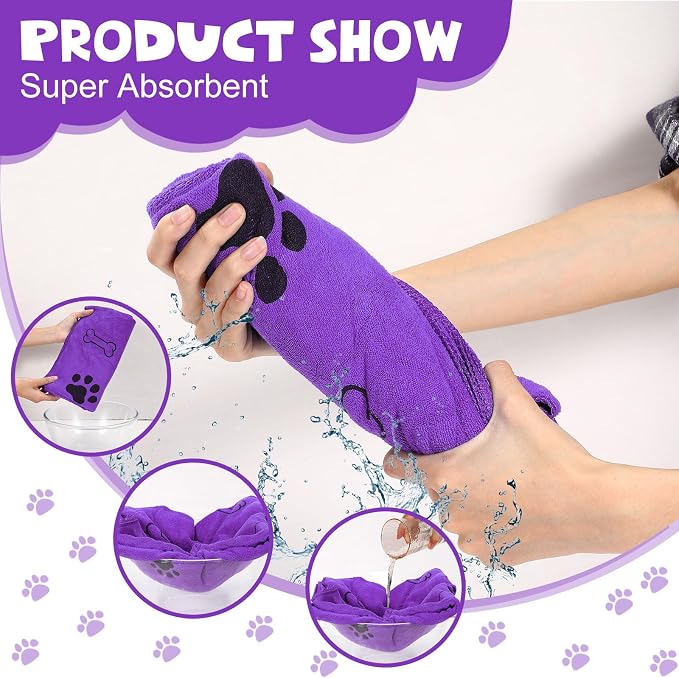 Chumia 4 Pcs Dog Towels for Drying Dog Puppy Bulk Microfiber Absorbent Paw - Image 7