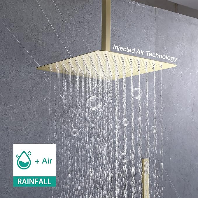 Rain Shower System, 16 Inch Ceiling Mounted Shower Faucet, Shower Combo Set - Image 5