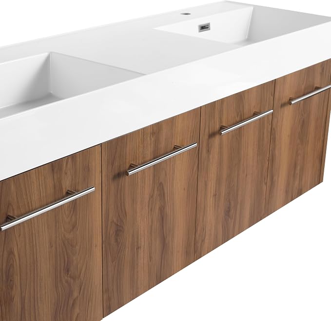 60 Inch Bathroom Vanity with Double White Resin Sink, Plywood Base, Scratch & - Image 9