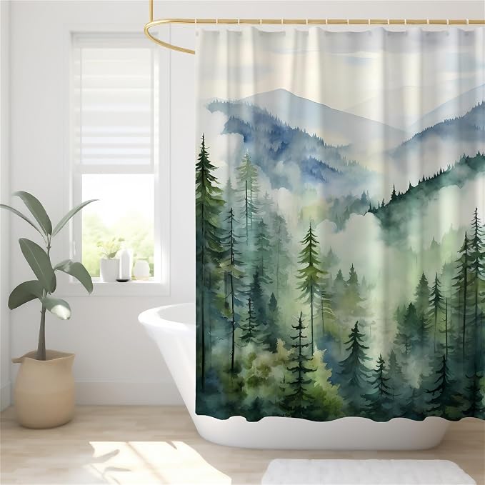 Coveted Goods Mountain Forest Shower Curtain 72” x 72”, Waterproof Polyester - Image 7