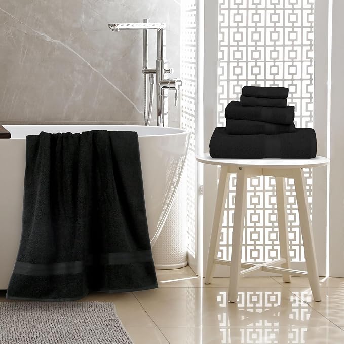 Amazon Basics 6 Piece Oversized Fade resistant Towel set, 100% Cotton towels - Image 7