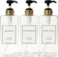 Modern Gold Design Shampoo and Conditioner Dispenser, Large 27oz Shower Soap by HARRA+HOME
