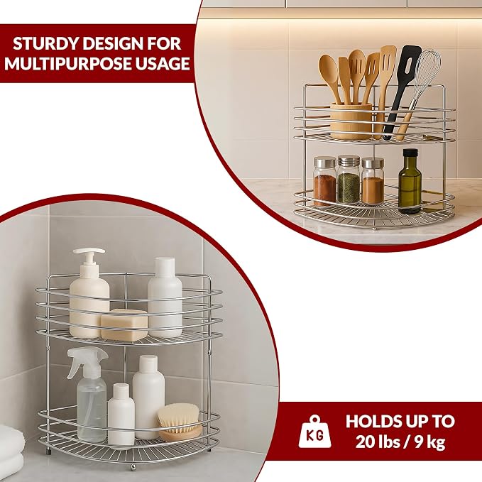 2-Tier Floor Standing Corner Shower Caddy - Image 6