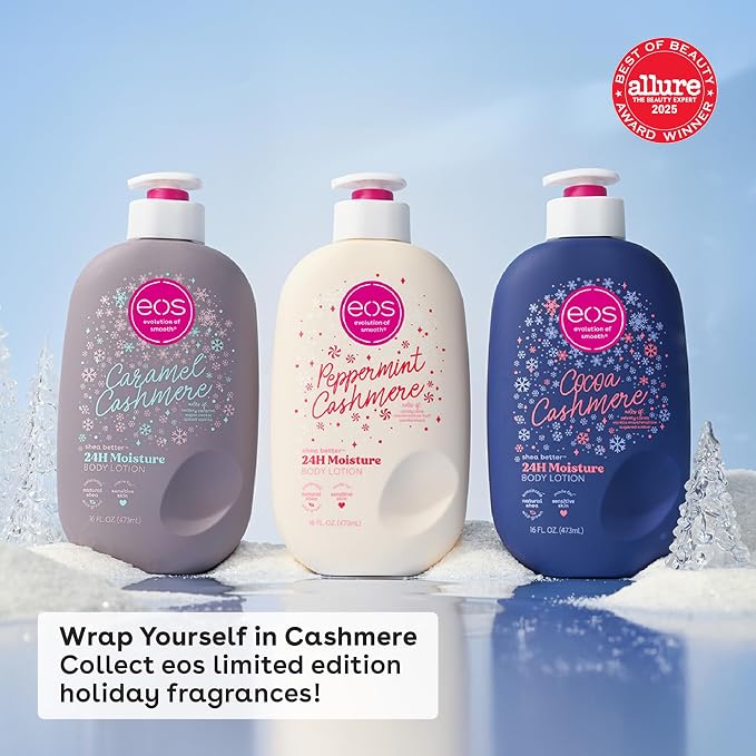 eos Shea Better Holiday Body Lotion, Peppermint Cashmere, Limited Edition Skin - Image 6