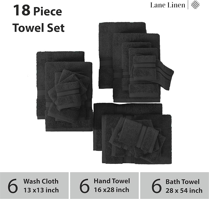 LANE LINEN Luxury Bath Towels Set- 100% Cotton Bathroom Towels, Zero Twist - Image 3