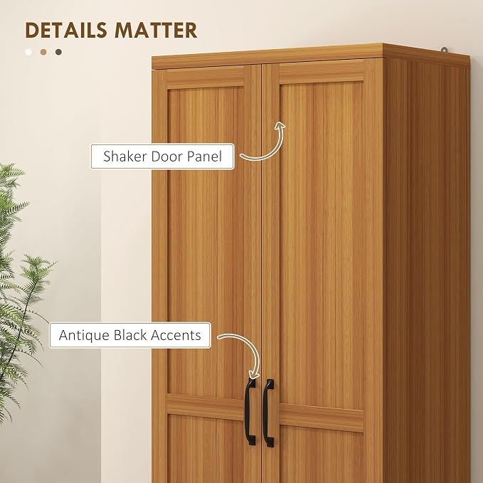 HOMCOM 63" 2-Door Kitchen Pantry, Freestanding Storage Cabinet - Image 7