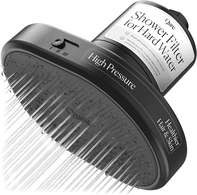 Qure Shower Filter Head for Hard Water, healthier Hair, Skin & Nails, High by Qure